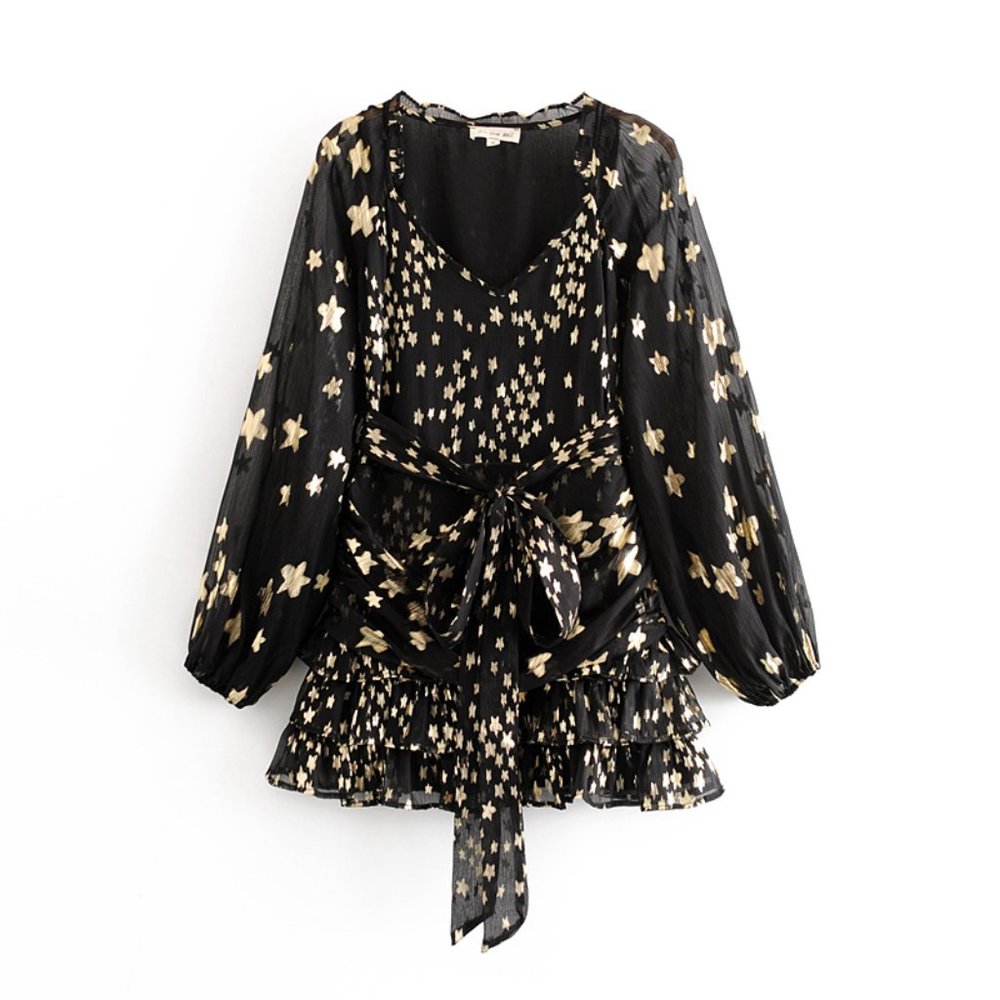 New Women Black/Gold Slim Fit Mini Dress